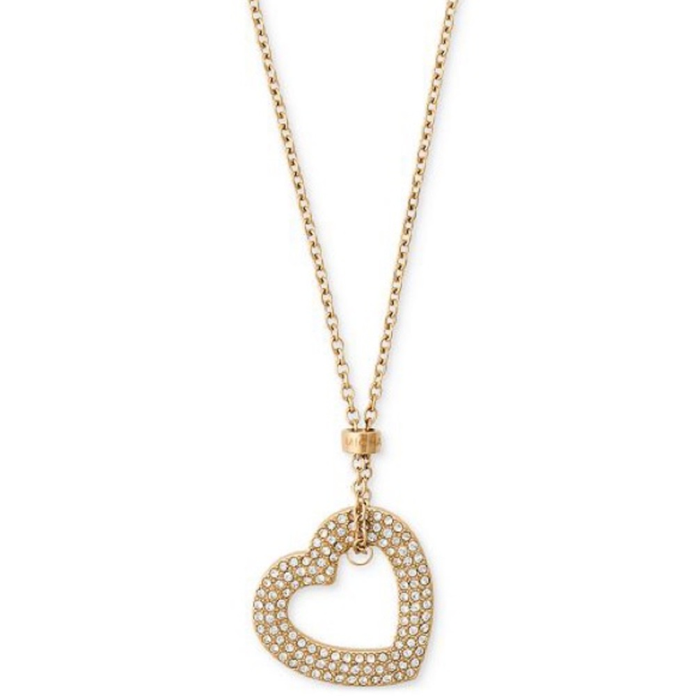 Michael Kors Gold Crystal Heart Pendant Necklace